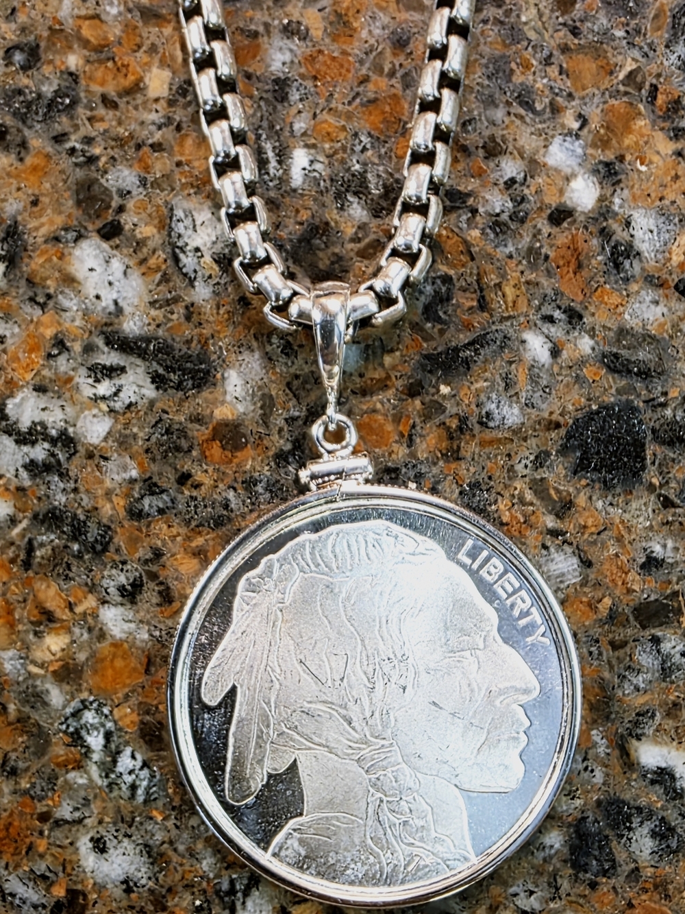 David Yurman Sterling Silver Chain Wuth Buffalo Nickel Pendant Necklace - Silver